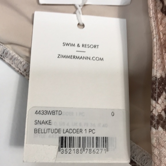 NWT ZIMMERMAN Bellitude snake-print one piece swimsuit - Picture 5 of 6